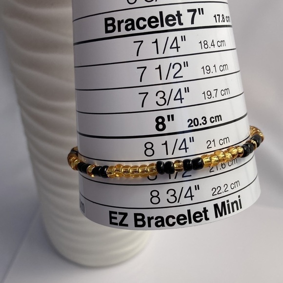 Stretch Beaded Anklet Gold & Black - Picture 6 of 11